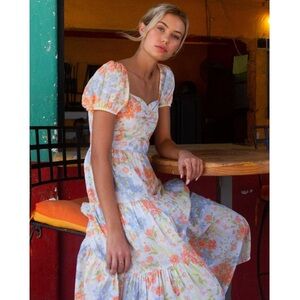 Billabong sunrise tiered Floral Maxi Dress Nwts